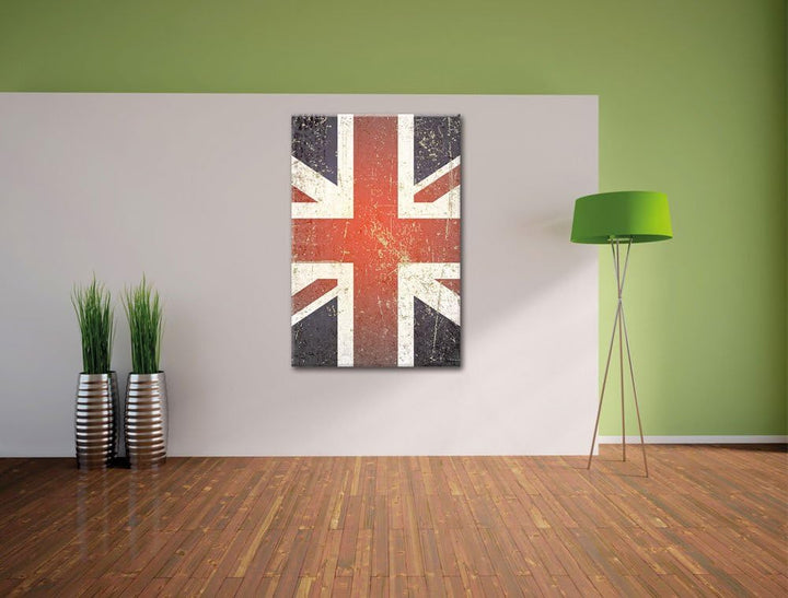 Pixxprint British Union Jack schwarz/weiss, Format: 80x120 auf hochkantiges Leinwand, 80x120