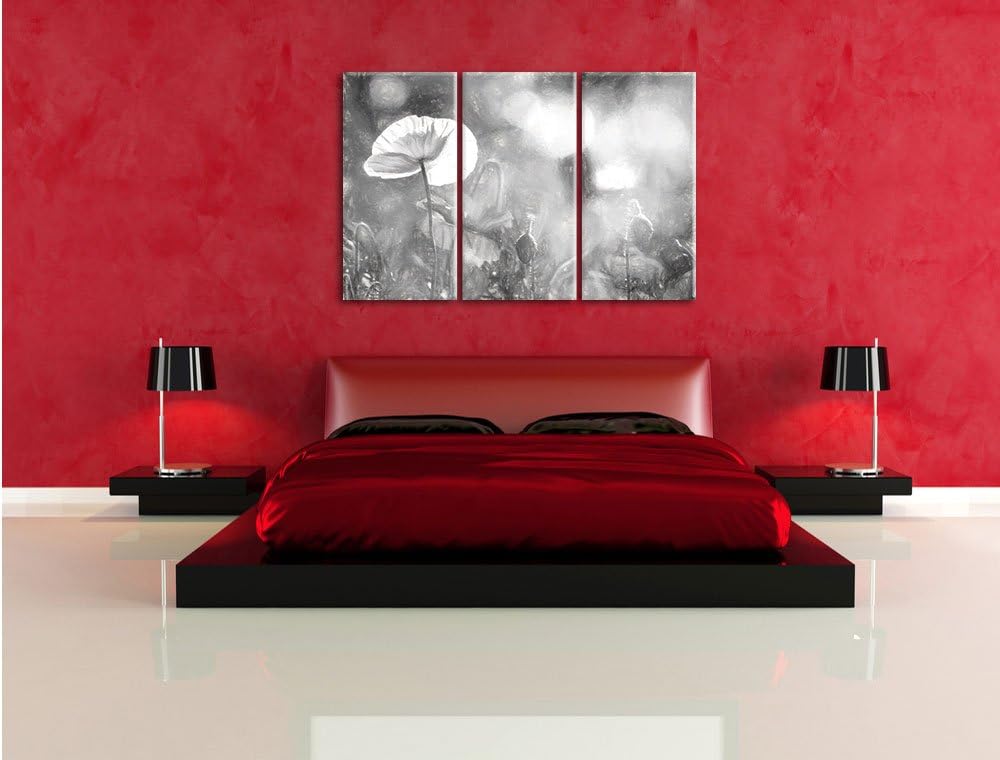 Pixxprint Kalifornischer Mohn im Frühling / 3-Teilig/Gesamtmass 120cm Leinwandbild bespannt auf Holz
