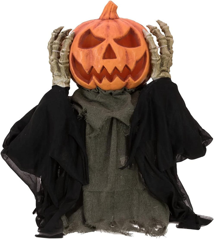 EUROPALMS Halloween Figur POP-UP Kürbis, animiert 70cm | Animierter Kürbismonster-Oberkörper mit Lic