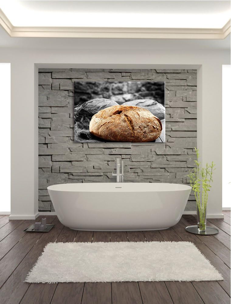 knuspriges Brot schwarz/weiss Format: 100x70 auf Leinwand, XXL riesige Bilder fertig gerahmt mit Kei