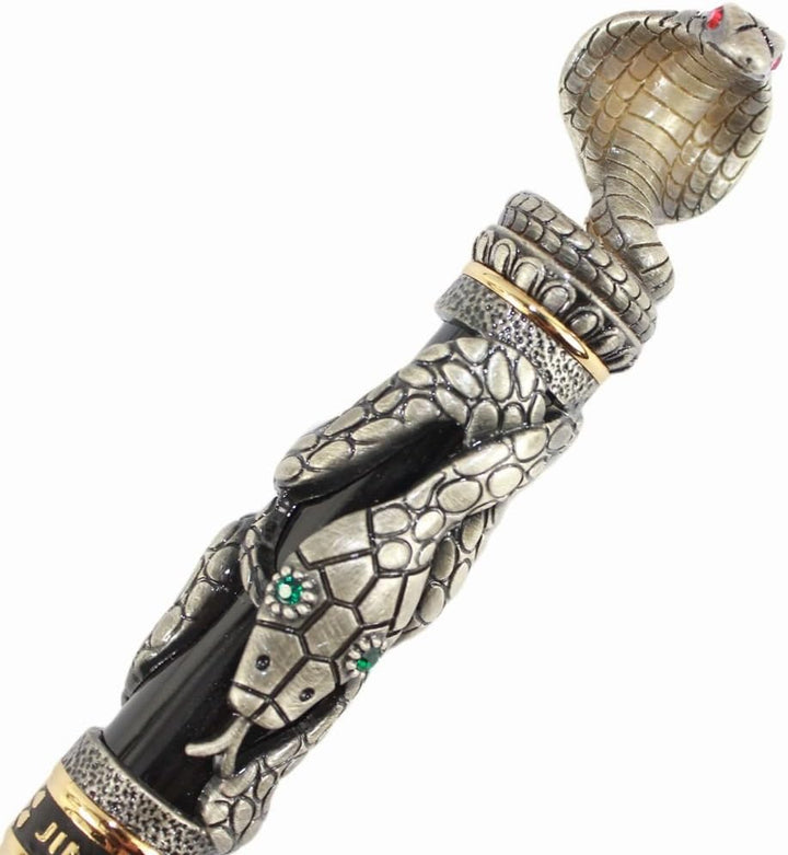 Gullor F¨¹llfederhalter schwarz und antike silberne Schlange 3D-Muster -, mittel- nib