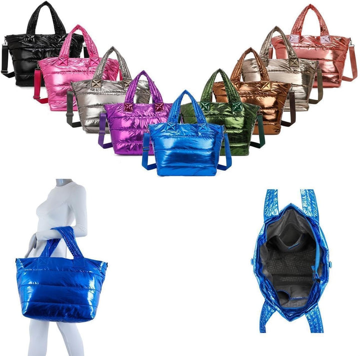 ITALYSHOP24 OBC XXL Damen Tasche Nylontasche Shopper Schultertasche Umhängetasche Beuteltasche Handt