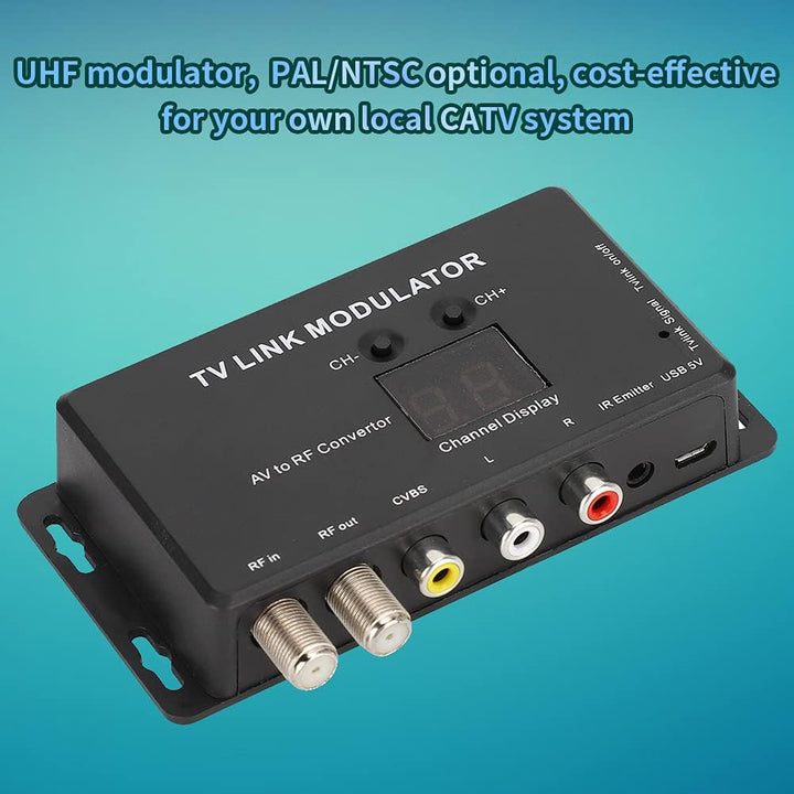 ASHATA UHF-Modulator, TM70 UHF-TV-LINK-Modulator AV-zu-HF-Wandler IR-Extender mit Kanalanzeige, unte
