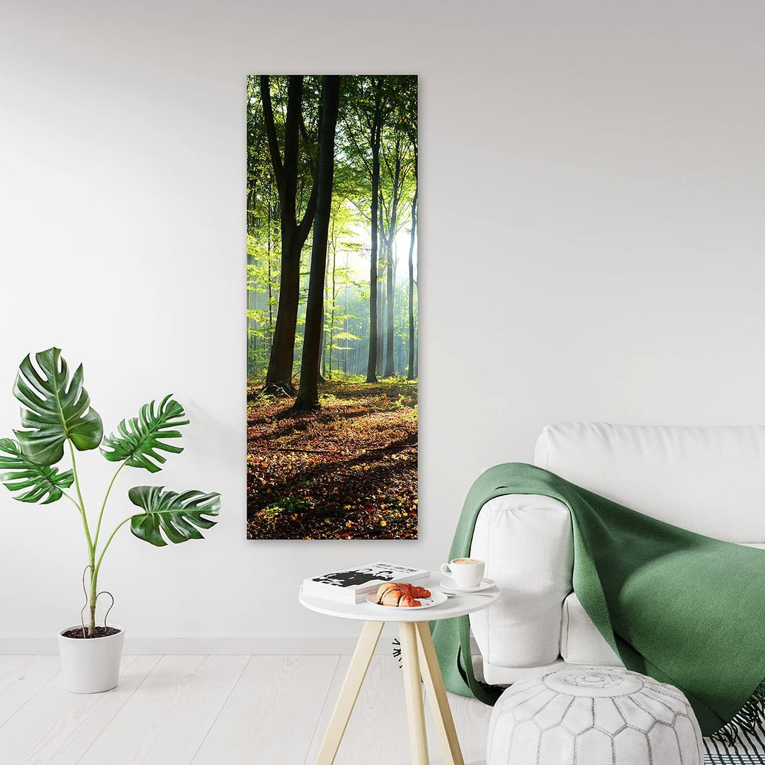 Feeby Vlies Leinwandbild Wald Natur 60x150 cm Wand Bild Kunstdruck Deko Wohnzimmer Wohnungs Deko Son