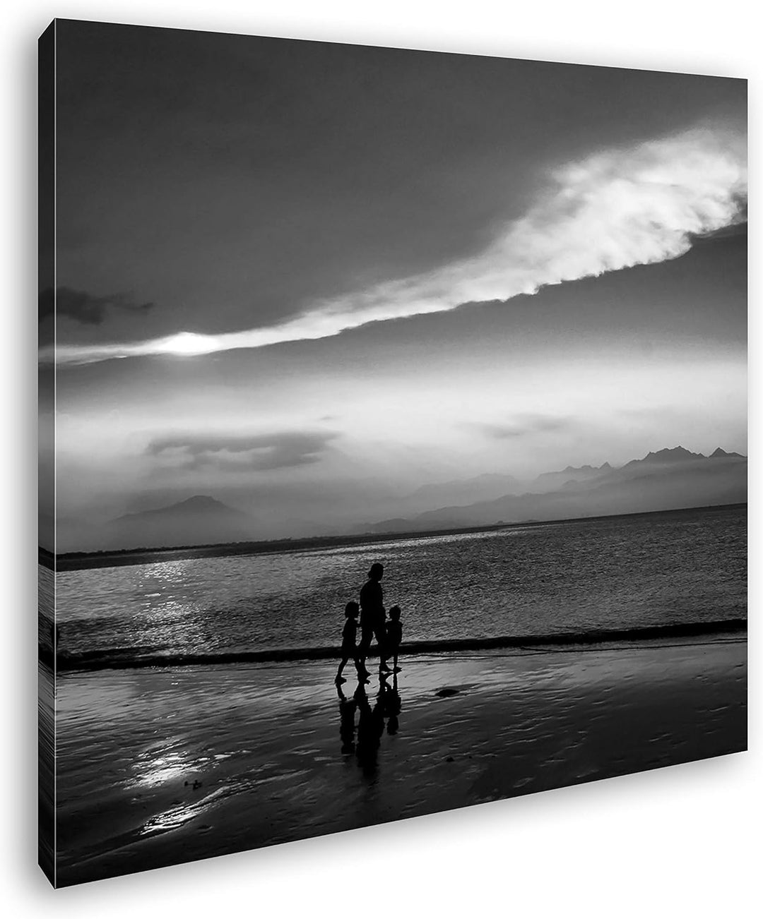 deyoli romantischer Strandspaziergang Format: 60x60 Effekt: Schwarz&Weiss als Leinwandbild, Motiv fe