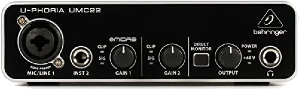 Samson C01 Studiomikrofon & Behringer U-PHORIA UMC22 Audiophiles 2x2 USB Audio Interface mit Midas M