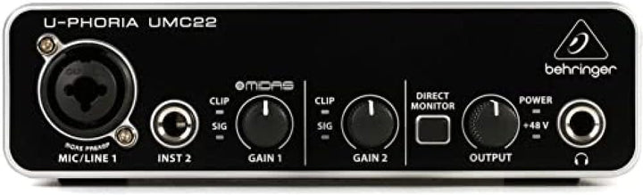 Samson C01 Studiomikrofon & Behringer U-PHORIA UMC22 Audiophiles 2x2 USB Audio Interface mit Midas M