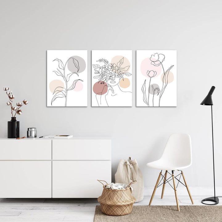 Novart Bilder Set Abstrakt - Kein Extra Rahmen benötigt - Wandbilder für Wohnzimmer Schlafzimmer Flu