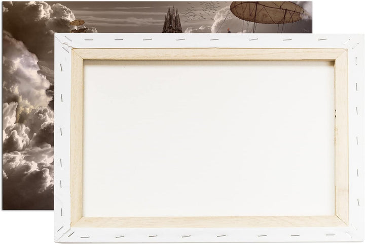 deyoli atemberaubende schwebende Stadt im Format: 80x60 als Leinwandbild, Motiv fertig gerahmt auf E