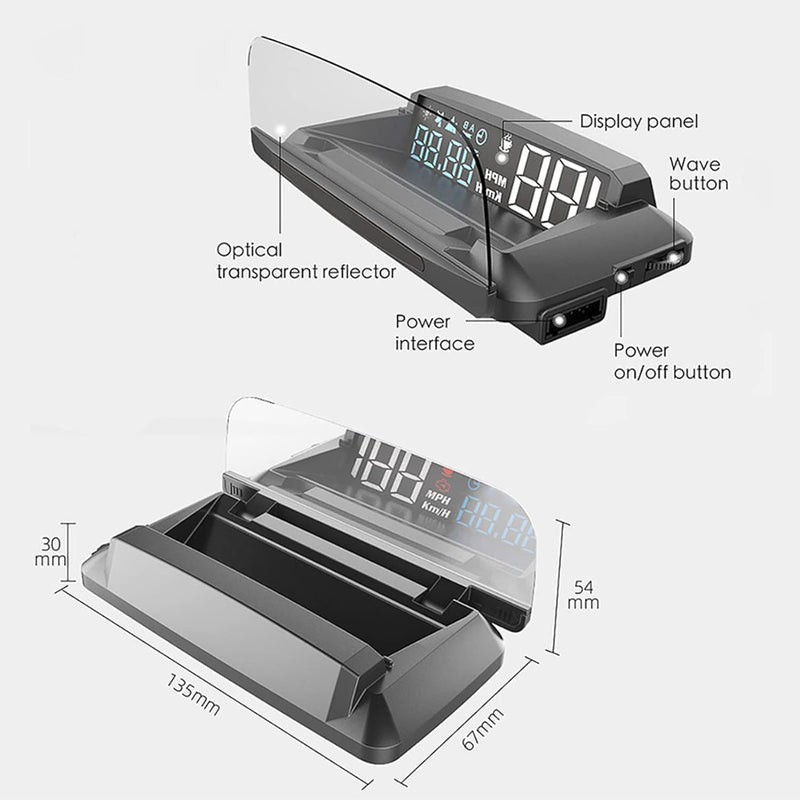 Geloo Auto Head Up Display, HUD GPS Tachometer Digital G3 GPS Tachometer KMH MPH Zeit Höhe Geschwind