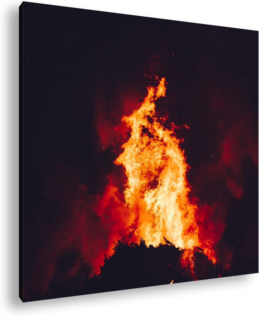 deyoli brennendes Feuer Format: 60x60 cm als Leinwandbild, Motiv fertig gerahmt auf Echtholzrahmen,