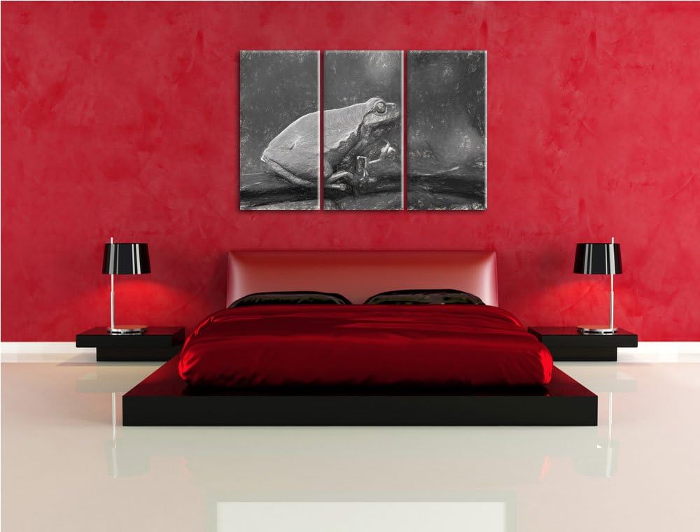kleiner Frosch auf Dornenast NewArt 3-Teiler Leinwandbild 120x80 Bild auf Leinwand, XXL riesige Bild