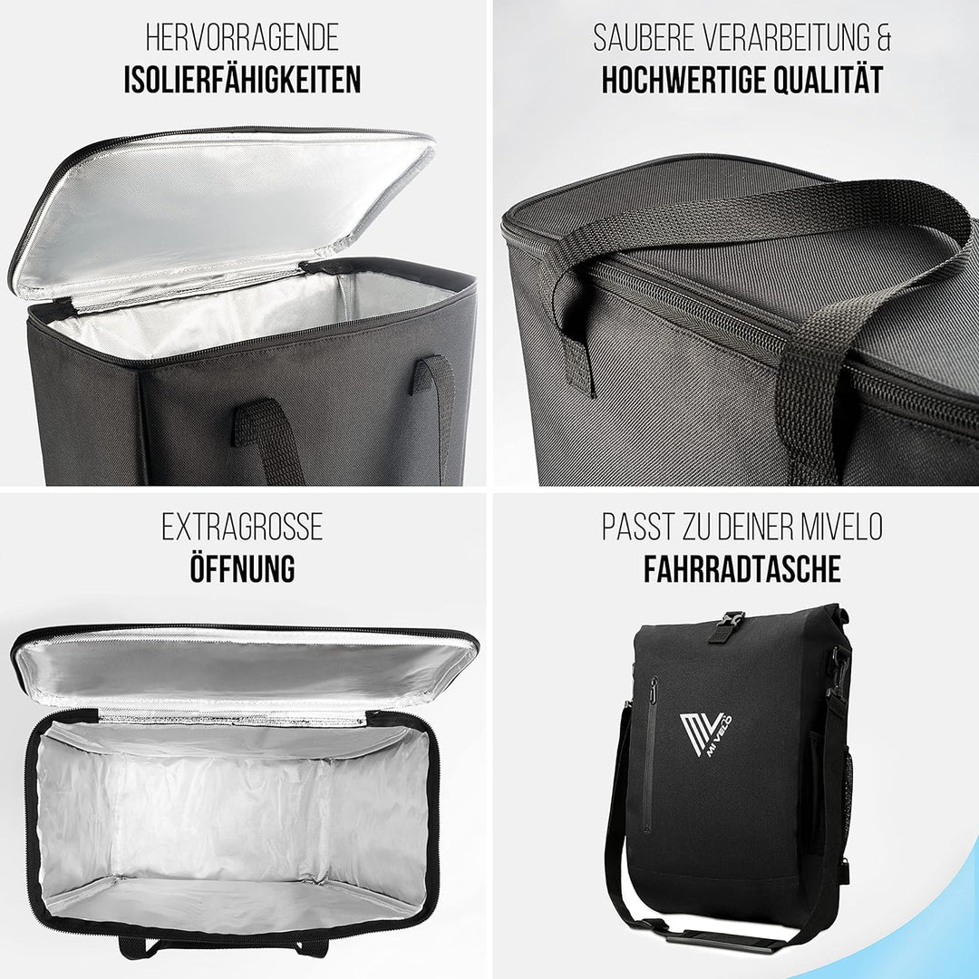 MIVELO - Kühltasche Fahrrad - Einsatz für Fahrradtaschen Gepäckträger - Einkaufstasche faltbar - Pic