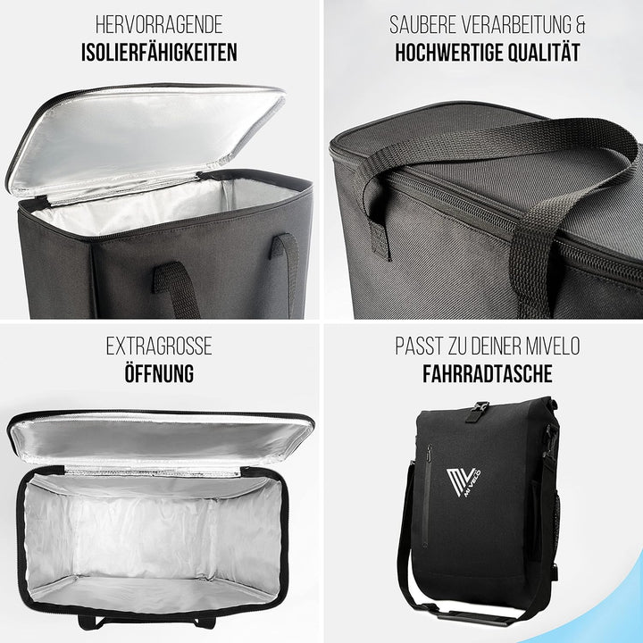 MIVELO - Kühltasche Fahrrad - Einsatz für Fahrradtaschen Gepäckträger - Einkaufstasche faltbar - Pic