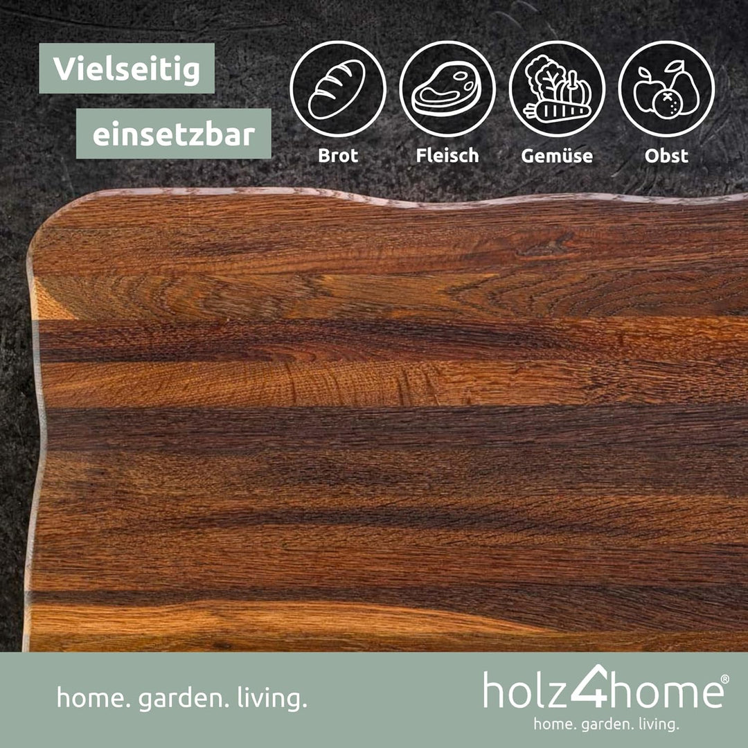 holz4home® La Madera Schneidebrett I Küchenbrett aus Eichenholz (Dunkles Eichenholz, 60x40 cm) 60x40