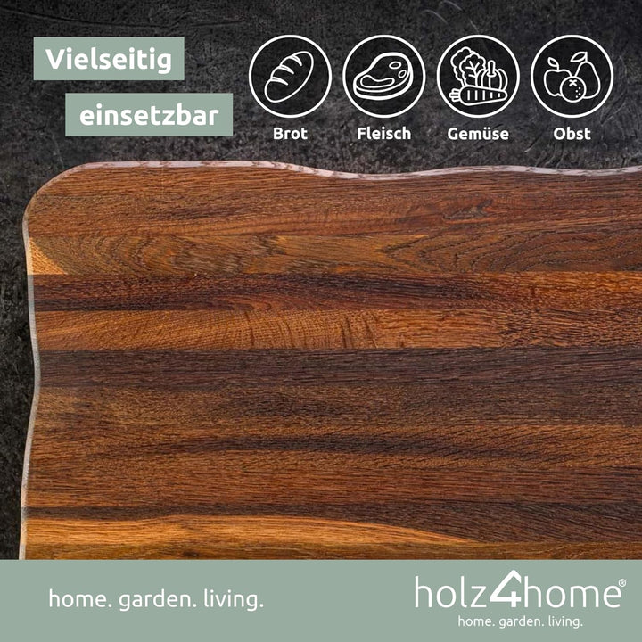 holz4home® La Madera Schneidebrett I Küchenbrett aus Eichenholz (Dunkles Eichenholz, 60x40 cm) 60x40