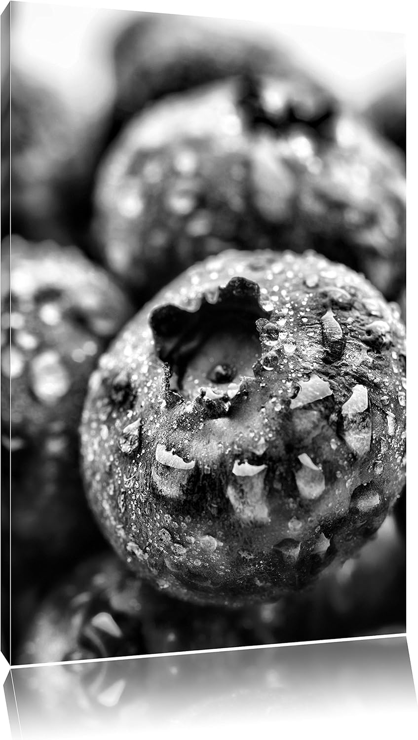 Pixxprint fruchtige Heidelbeeren / 100x70cm Leinwandbild bespannt auf Holzrahmen/Wandbild Kunstdruck