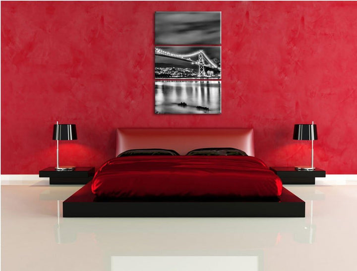 Pixxprint Lions Gate Bridge Vancouver als Leinwandbild/Grösse: 3 Teilig (120x80 cm) cm/Wandbild/Kuns