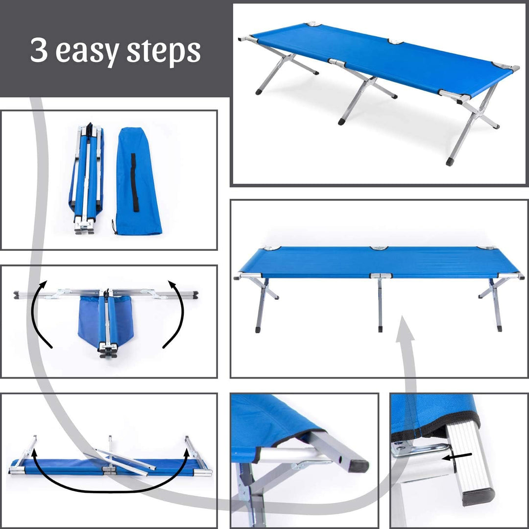 GOODS+GADGETS Faltbares Army Feldbett aus Aluminium - klappbares Campingbett & Gästebett Grün, Grün