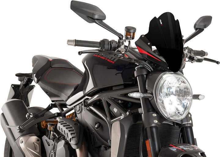 Puig 8900 N Touring Windschutzscheibe für Ducati Monster 1200 R 16 '– 17' Schwarz, Schwarz