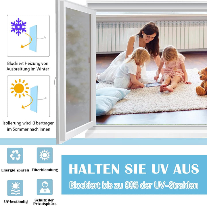 Fensterfolie von innen Durchsichtig von aussen Blickdicht,Sonnenschutzfolie Fenster innen UV-Schutz