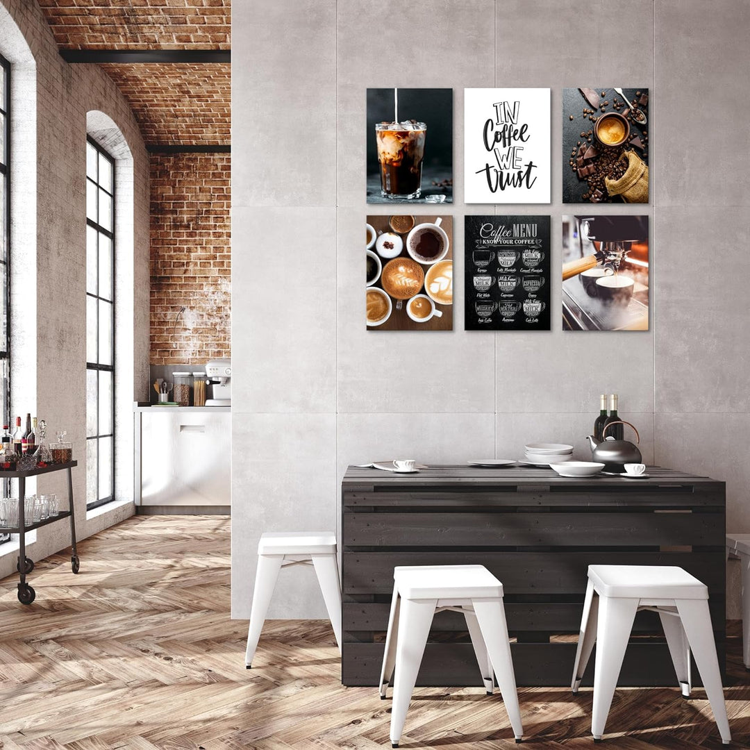 Novart Set Wandbilder - KEIN EXTRA RAMEN BENÖTIGT - Esszimmer Küchenbilder - Bilder Modern Kaffee Co