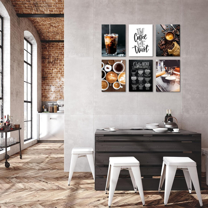 Novart Set Wandbilder - KEIN EXTRA RAMEN BENÖTIGT - Esszimmer Küchenbilder - Bilder Modern Kaffee Co
