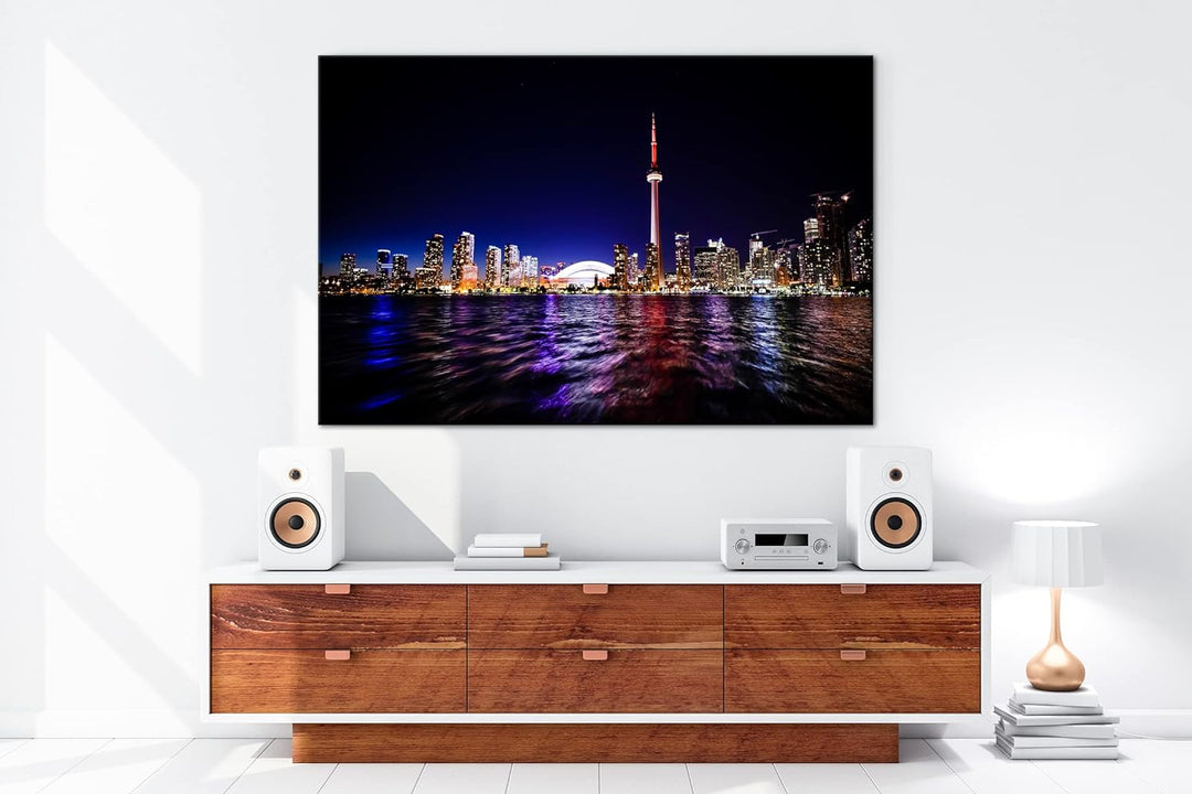 deyoli farbenfrohe Küste von Toronto Format: 80x60 als Leinwand, Motiv fertig gerahmt auf Echtholzra