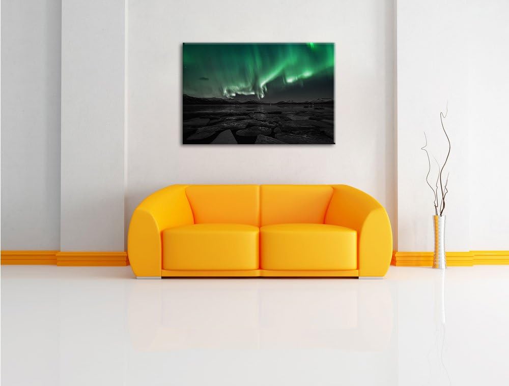 Pixxprint Polarlicht am Himmel als Leinwandbild/Grösse: 100x70 / Wandbild/Kunstdruck/fertig bespannt