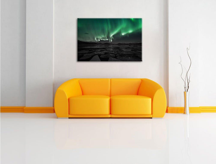 Pixxprint Polarlicht am Himmel als Leinwandbild/Grösse: 100x70 / Wandbild/Kunstdruck/fertig bespannt