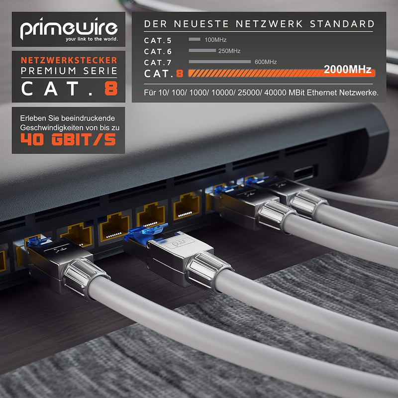 CSL - 10x Netzwerkstecker feldkonfektionierbar RJ45 CAT 6 CAT 7 CAT 8 - geschirmt 40 GBit/s 2000 MHz