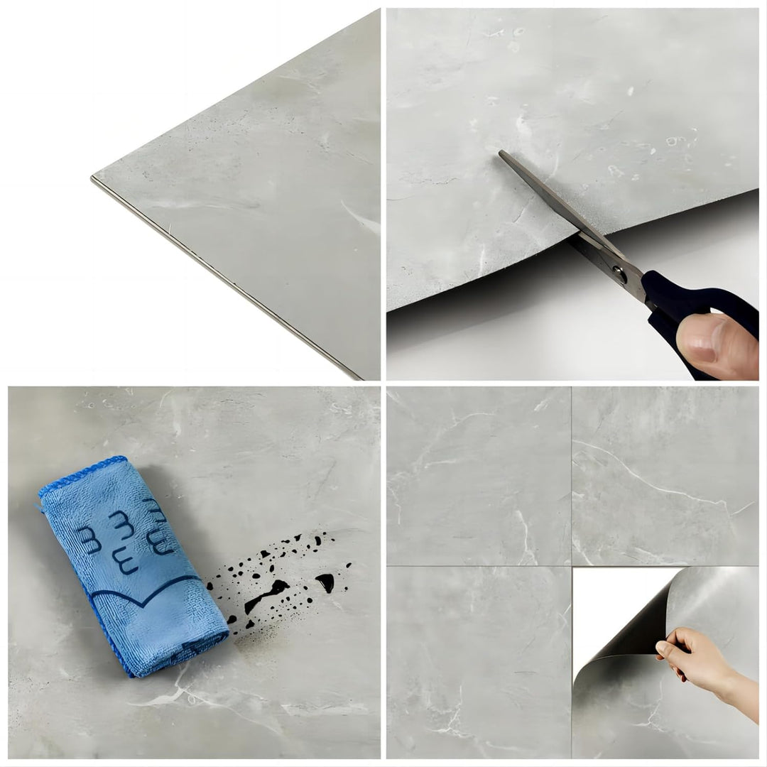 Hode PVC Bodenbelag Vinylboden Selbstklebend Fliesen Klebefliesen Boden Aschegrau Marmor 60cmX30cm W