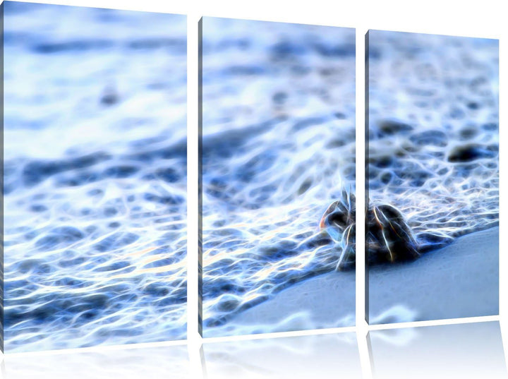 kleine Krabbe am Strand NewArt 3-Teiler Leinwandbild 120x80 Bild auf Leinwand, XXL riesige Bilder fe