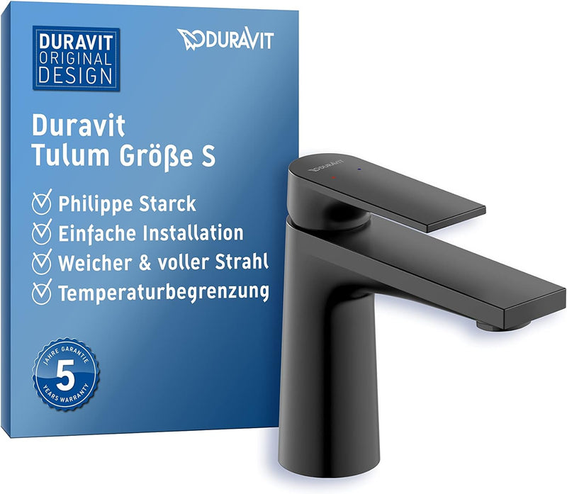 Duravit Tulum Waschtischarmatur, Grösse S (Auslauf Höhe 97 mm), Wasserhahn Bad, Waschbecken Armatur,