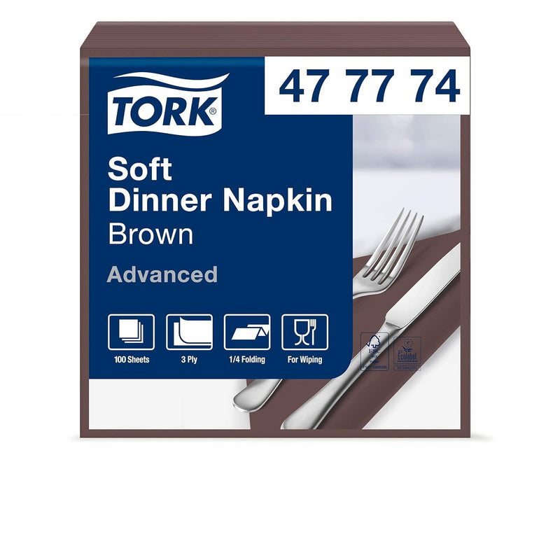 Tork 477774 Soft Dinnerservietten Braun / Papierservietten 3 lagig / Ideale Qualität und Grösse für