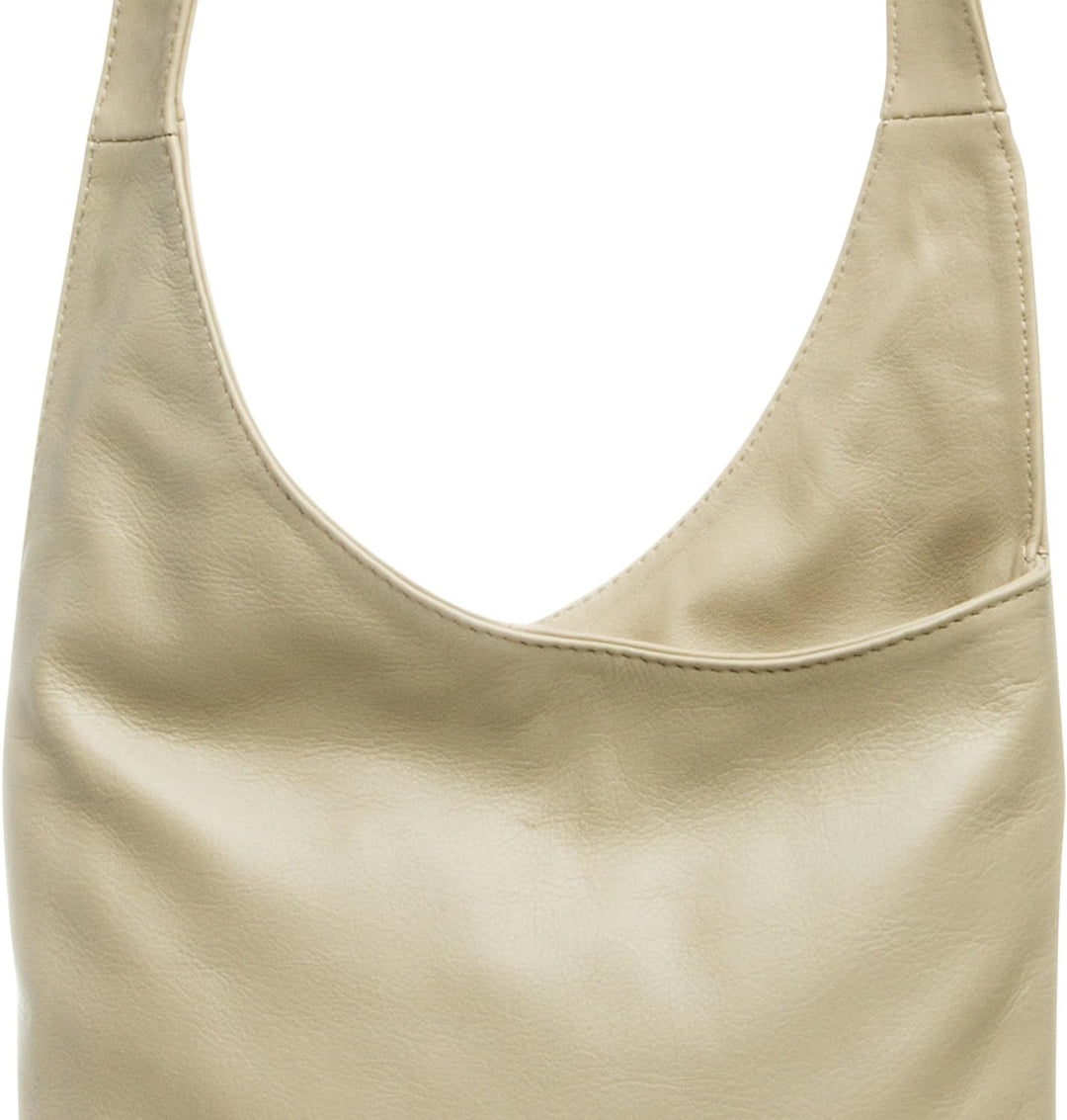 Caspar TL764 Damen Umhängetasche Messenger Bag aus feinstem Nappaleder Einheitsgrösse Beige, Einheit