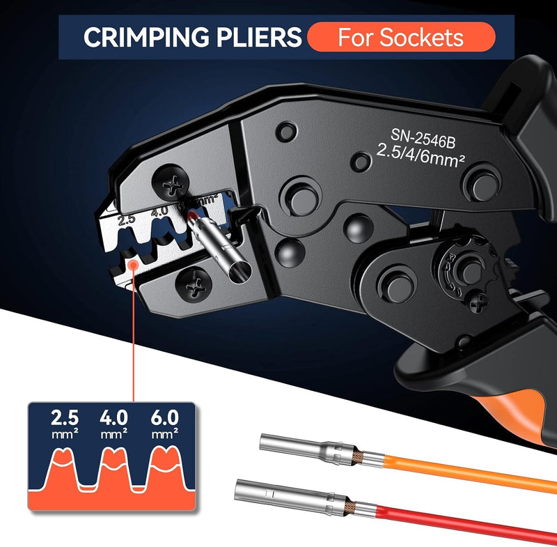 Crimpzange Solarstecker Set, Preciva Solar Crimpzange für 2.5/4.0/6.0mm² Solarpanel PV Kabel mit 10