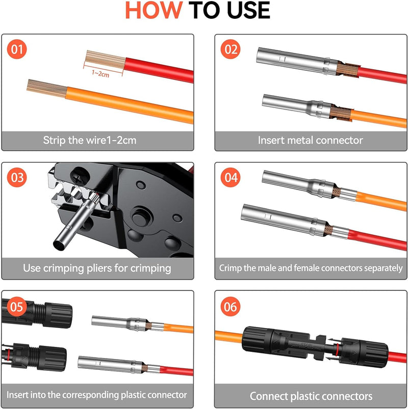 Crimpzange Solarstecker Set, Preciva Solar Crimpzange für 2.5/4.0/6.0mm² Solarpanel PV Kabel mit 10