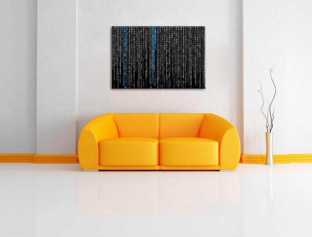 Matrix Zahlen schwarz/weiss Format: 100x70 auf Leinwand, XXL riesige Bilder fertig gerahmt mit Keilr