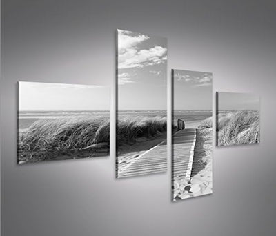 islandburner Bild Bilder auf Leinwand Strand Schwarz/Weiss Nordseestrand Langeoog 4L XXL Poster Lein