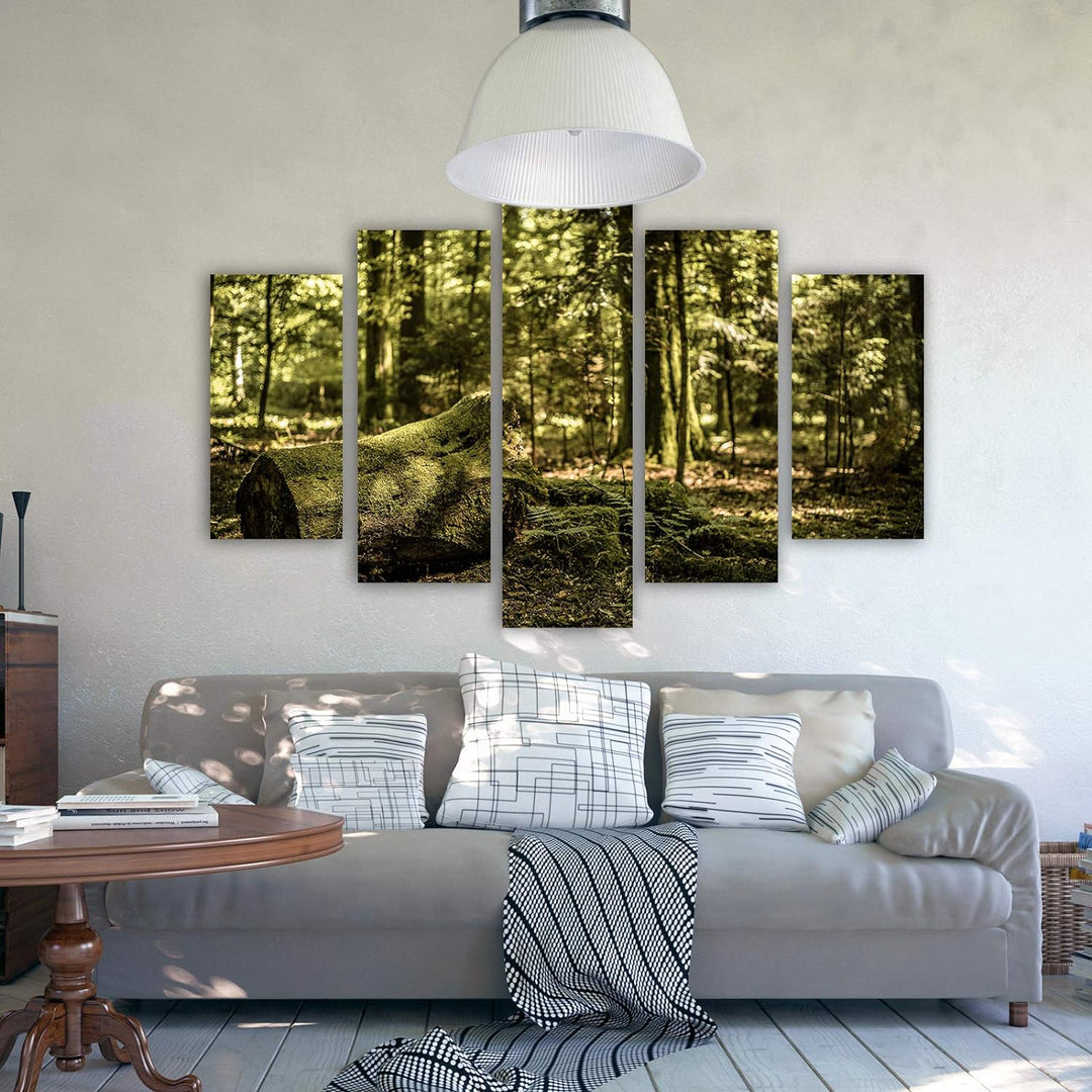 Feeby Wanddeko XXL Landschaft Leinwandbild 5 Teilig Wald Bäume Natur braun 100x70 cm Leinwandbild 10