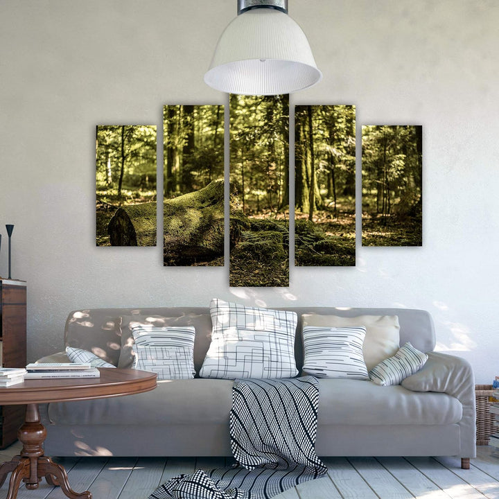 Feeby Wanddeko XXL Landschaft Leinwandbild 5 Teilig Wald Bäume Natur braun 100x70 cm Leinwandbild 10