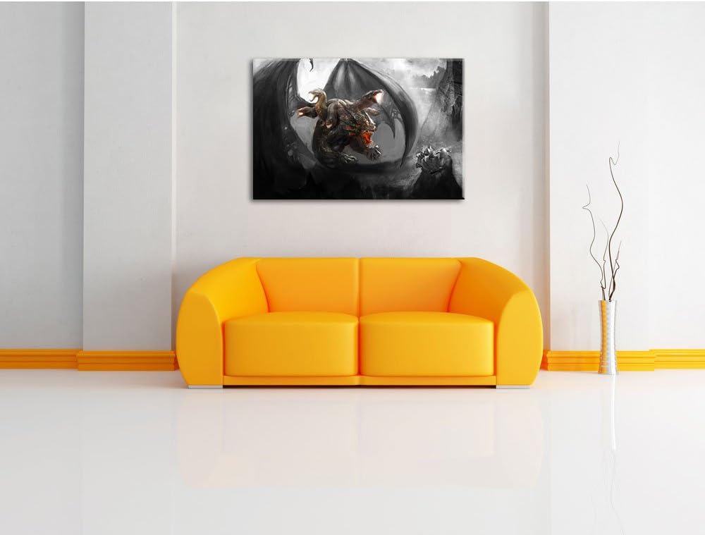 Pixxprint Drachen Schlangen als Leinwandbild/Grösse: 100x70 / Wandbild/Kunstdruck/fertig bespannt, 1