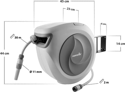 Poppstar Garten-Schlauchbox (mit 30m Gartenschlauch 1/2 Zoll) Schwenkbare Wasser-Schlauchtrommel mit