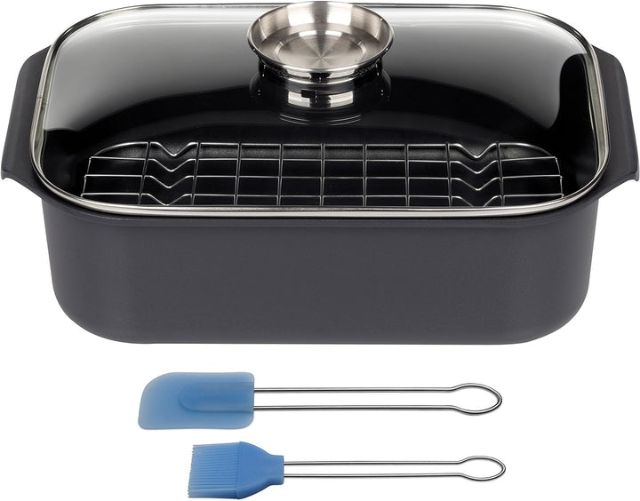GSW 410908 Gourmet Rechteckbräter mit Grilleinsatz 40x26x11cm / ca. 8,0 Liter-inkl. Backpinsel-Set 2
