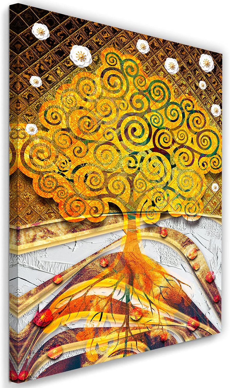 Feeby Bilder Baum des Lebens Gustav Klimt XXL 60x90 cm 1Teilig Wandbilder Leinwandbilder Bild auf Le