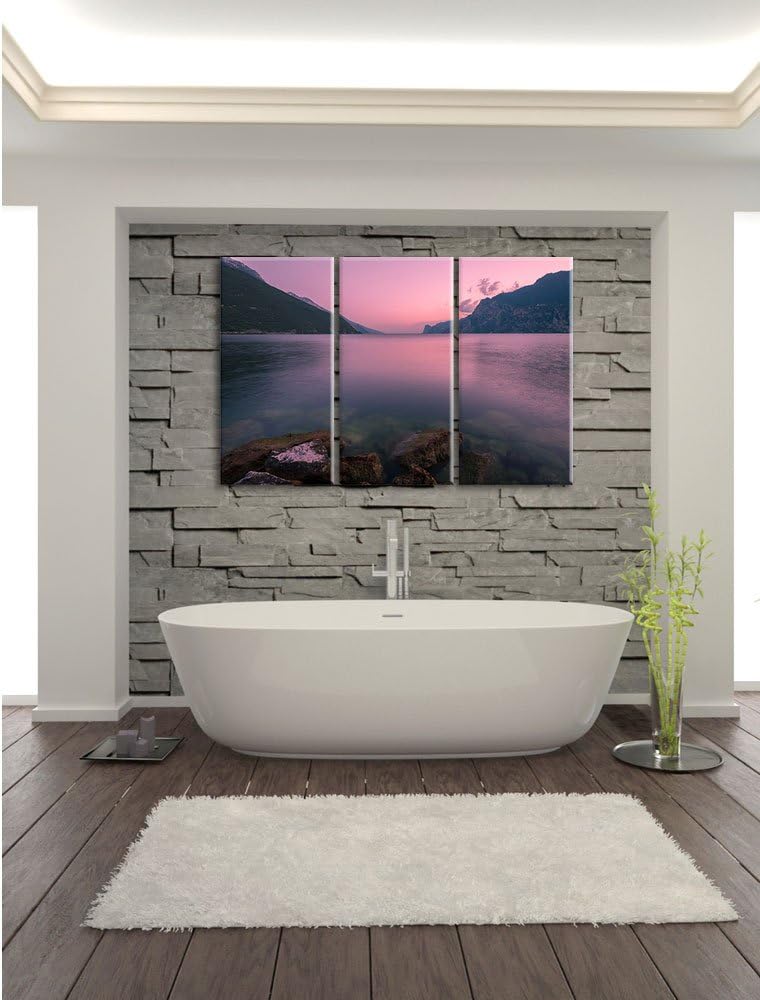 Pixxprint Gardasee in Italien als Leinwandbild | Grösse: 3 Teilig (120x80) | Wandbild| Kunstdruck |