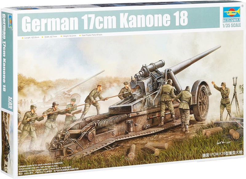 Trumpeter 02313 Modellbausatz German 17cm Kanone 18 Heavy Gun, Mittel