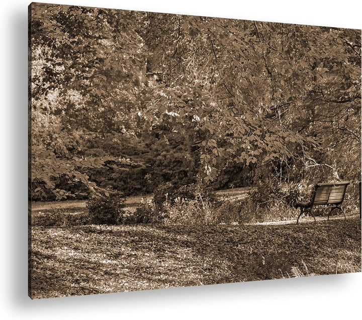 deyoli herbstlicher Natur Park Format: 80x60 Effekt: Sepia als Leinwandbild, Motiv fertig gerahmt au