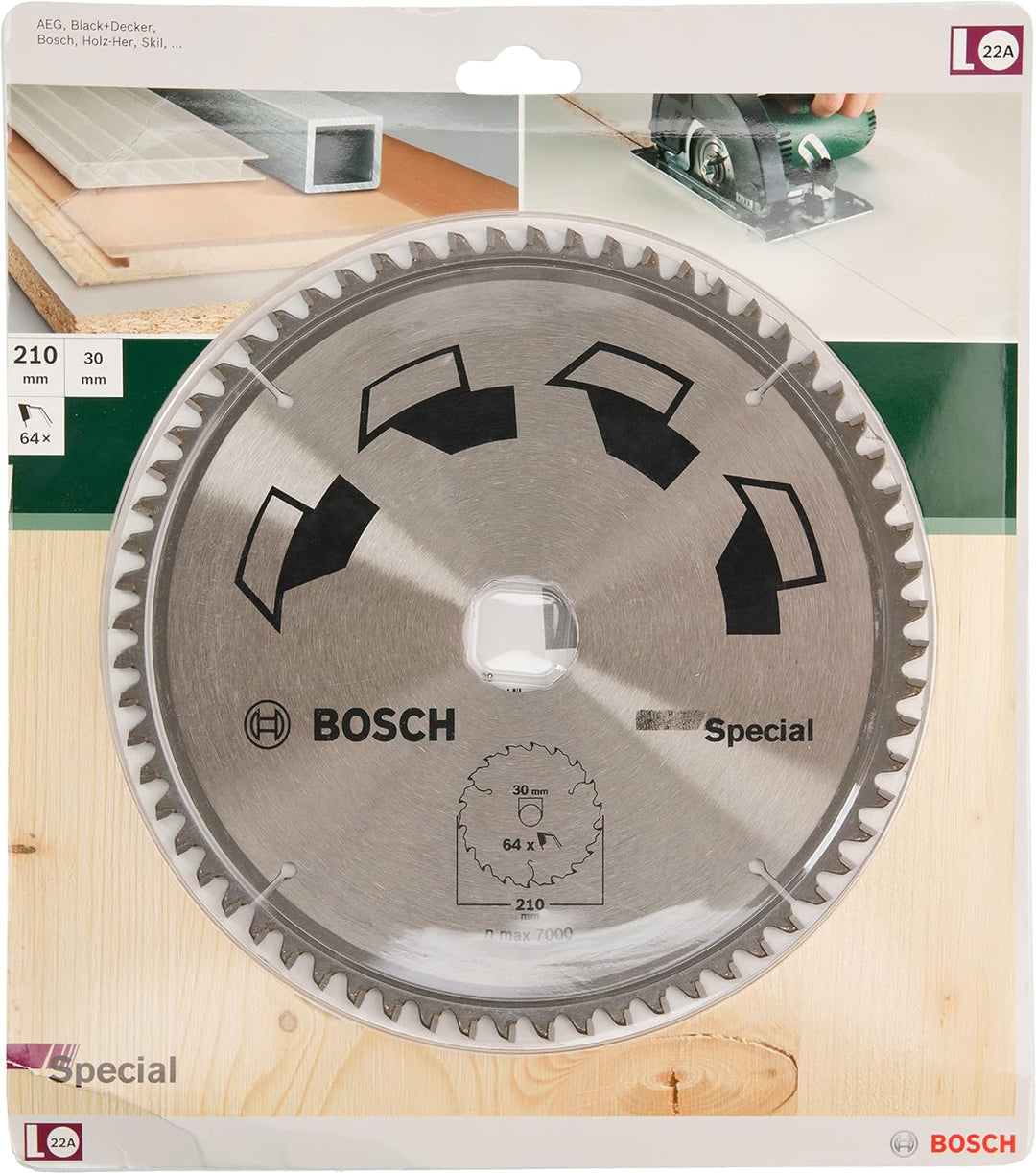 Bosch DIY Kreissägeblatt Special für verschiedene Materialien (Ø 210 mm, 64 Zähne), 210 mm